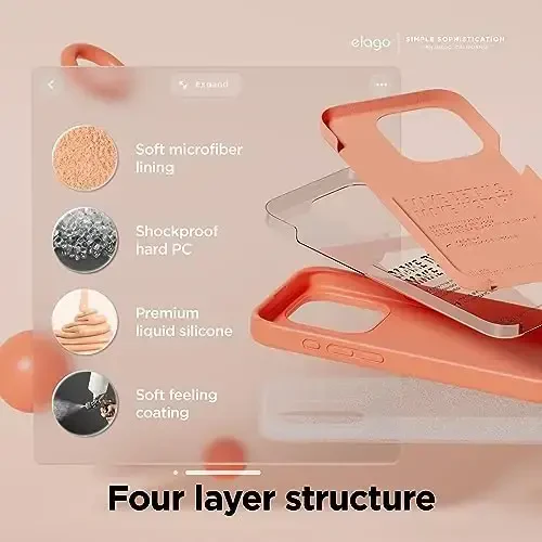 elago Compatible with iPhone 15 Pro Case, Liquid Silicone Case, Full Body Protective Cover, Shockproof, Slim Phone Case, Anti-Scratch Soft Microfiber Lining, 6.1 inch (Salmon) - 4