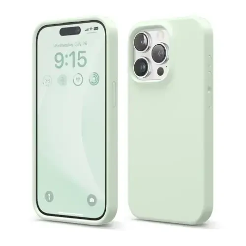 elago Compatible with iPhone 15 Pro Case, Liquid Silicone Case, Full Body Protective Cover, Shockproof, Slim Phone Case, Anti-Scratch Soft Microfiber Lining, 6.1 inch (Soft Mint) 