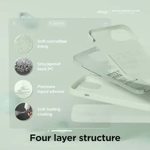elago Compatible with iPhone 15 Pro Case, Liquid Silicone Case, Full Body Protective Cover, Shockproof, Slim Phone Case, Anti-Scratch Soft Microfiber Lining, 6.1 inch (Soft Mint) - 4