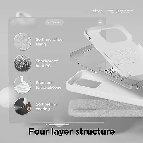 elago Compatible with iPhone 15 Pro Case, Liquid Silicone Case, Full Body Protective Cover, Shockproof, Slim Phone Case, Anti-Scratch Soft Microfiber Lining, 6.1 inch (White) - 4