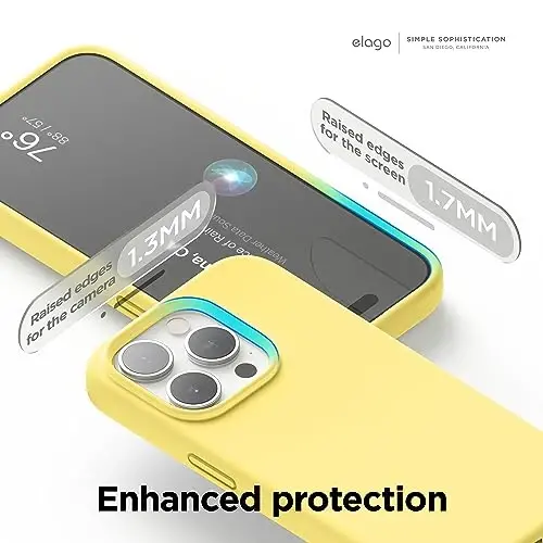 elago Compatible with iPhone 15 Pro Case, Liquid Silicone Case, Full Body Protective Cover, Shockproof, Slim Phone Case, Anti-Scratch Soft Microfiber Lining, 6.1 inch (Yellow) - 5
