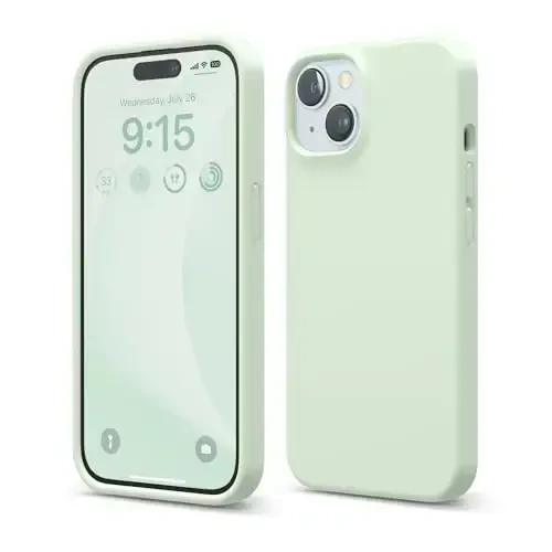 elago iPhone 15 Case bilan mos keladi, Suyuq silikon g'ilof, To'liq himoya qopqog'i, Zarba o'tkazmaydigan, Yengil dizayn, Chizishga qarshi yumshoq mikrofiber astar, 6,1 dyuym (Yalpiz) 