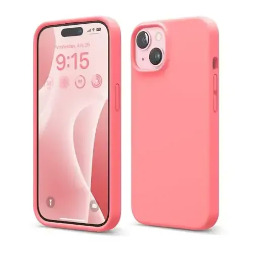 elago iPhone 15 Case bilan mos keladi, Suyuq silikon g'ilof, To'liq himoya qopqog'i, Zarba o'tkazmaydigan, Yupqa dizayn, Chizishga qarshi yumshoq mikrofiber astar, 6,1 dyuym (Pushti) - ELAGO