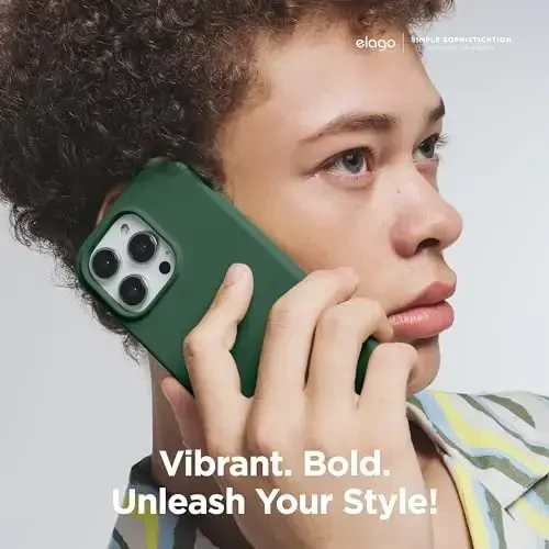elago iPhone 15 Case bilan mos keladi, Suyuq silikon g'ilof, To'liq himoya qopqog'i, Zarba o'tkazmaydigan, Yupqa dizayn, Tirnalishga qarshi yumshoq mikrofiber astar, 6.1 dyuym (Alpine Green) - 6