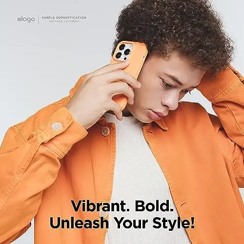 elago iPhone 15 Case bilan mos keladi, Suyuq silikon g'ilof, To'liq himoya qopqog'i, Zarba o'tkazmaydigan, Yupqa dizayn, Tirnalishga qarshi yumshoq mikrofiber astar, 6,1 dyuym (Apelsin) - 6