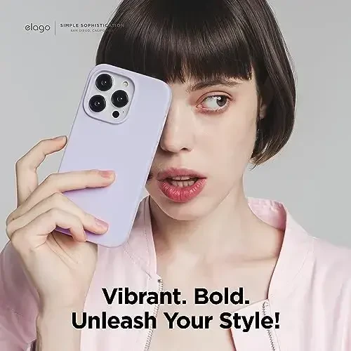 elago iPhone 15 Case bilan mos keladi, Suyuq silikon g'ilof, To'liq himoya qopqog'i, Zarba o'tkazmaydigan, Yupqa dizayn, Tirnalishga qarshi yumshoq mikrofiber astar, 6,1 dyuym (Binafsha) - 6