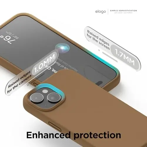 elago iPhone 15 Case bilan mos keladi, Suyuq silikon g'ilof, To'liq tana himoya qoplamasi, Zarba o'tkazmaydigan, Yupqa dizayn, Tirnalishga qarshi yumshoq mikrofiber astar, 6,1 dyuym (Jigarrang) - 5