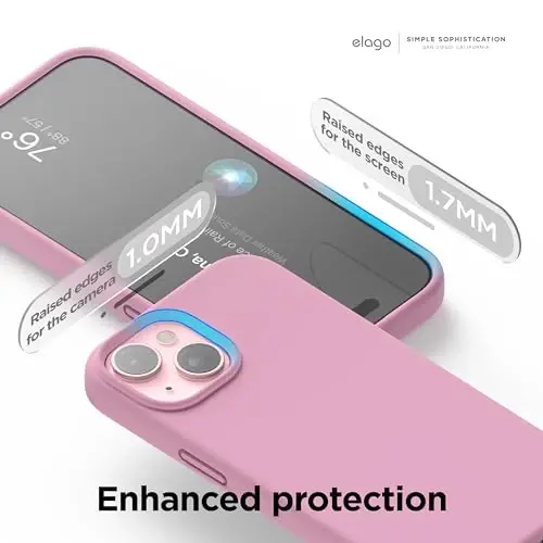 elago iPhone 15 Case bilan mos keladi, Suyuq silikon g'ilof, To'liq tana himoya qopqog'i, Zarba o'tkazmaydigan, Yupqa dizayn, Tirnalishga qarshi yumshoq mikrofiber astar, 6,1 dyuym (Hot Pink) - 5
