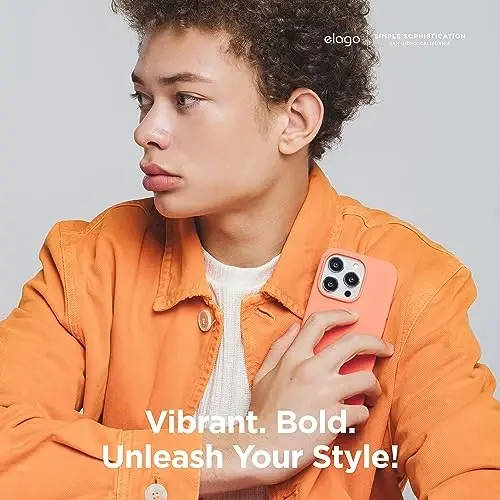 elago iPhone 15 Case bilan mos keladi, Suyuq silikonli g'ilof, To'liq himoya qopqog'i, Zarba o'tkazmaydigan, Yupqa dizayn, Chizilishga qarshi yumshoq mikrofiber astar, 6,1 dyuym (Losos) - 6