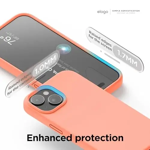 elago iPhone 15 Case bilan mos keladi, Suyuq silikonli g'ilof, To'liq himoya qopqog'i, Zarba o'tkazmaydigan, Yupqa dizayn, Chizilishga qarshi yumshoq mikrofiber astar, 6,1 dyuym (Losos) - 5