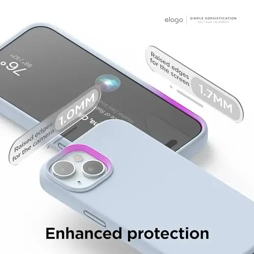 elago Compatible with iPhone 15 Case, Liquid Silicone Case, Full Body Protective Cover, Shockproof, Slim Design, Anti-Scratch Soft Microfiber Lining, 6.1 inch (Light Blue) - 5