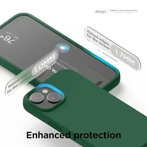 elago Compatible with iPhone 15 Case, Liquid Silicone Case, Full Body Protective Cover, Shockproof, Slim Design, Anti-Scratch Soft Microfiber Lining, 6.1 inch (Alpine Green) - 5