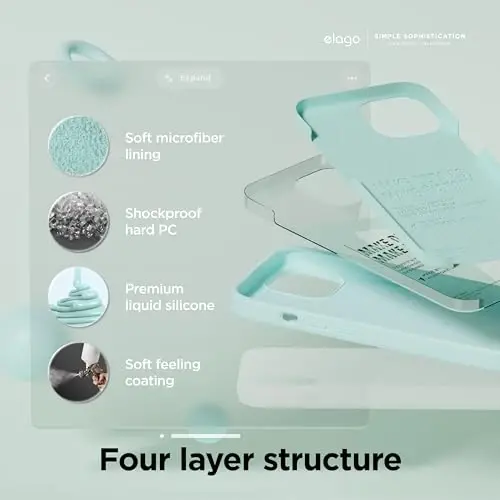 elago Compatible with iPhone 15 Case, Liquid Silicone Case, Full Body Protective Cover, Shockproof, Slim Design, Anti-Scratch Soft Microfiber Lining, 6.1 inch (Aqua Sky) - 4
