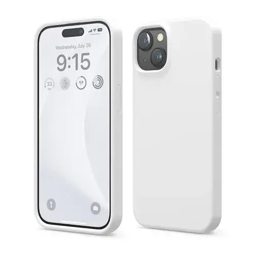 elago Compatible with iPhone 15 Case, Liquid Silicone Case, Full Body Protective Cover, Shockproof, Slim Design, Anti-Scratch Soft Microfiber Lining, 6.1 inch (White) - 1