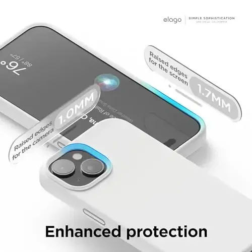 elago Compatible with iPhone 15 Case, Liquid Silicone Case, Full Body Protective Cover, Shockproof, Slim Design, Anti-Scratch Soft Microfiber Lining, 6.1 inch (White) - 5