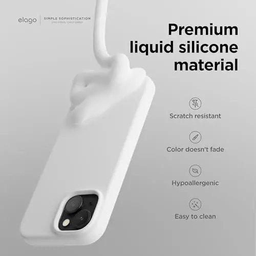 elago Compatible with iPhone 15 Case, Liquid Silicone Case, Full Body Protective Cover, Shockproof, Slim Design, Anti-Scratch Soft Microfiber Lining, 6.1 inch (White) - 3