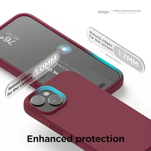 elago Compatible with iPhone 15 Case, Liquid Silicone Case, Full Body Protective Cover, Shockproof, Slim Design, Anti-Scratch Soft Microfiber Lining, 6.1 inch (Burgundy) - 5