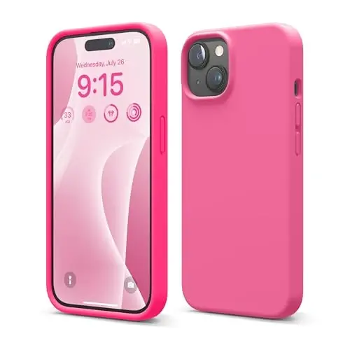 elago Premium Liquid Silicone Case for iPhone 15 | Full Body Protective Cover, Shockproof, Slim Design, Anti-Scratch Soft Microfiber Lining (Ice Red) - 1