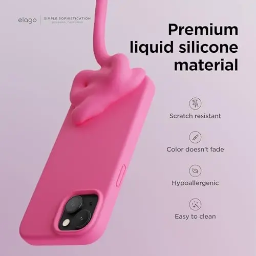 elago Premium Liquid Silicone Case for iPhone 15 | Full Body Protective Cover, Shockproof, Slim Design, Anti-Scratch Soft Microfiber Lining (Ice Red) - 3