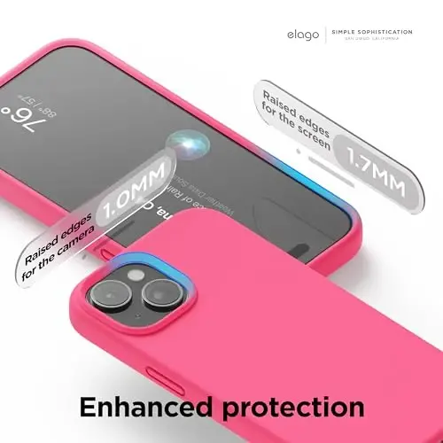 elago Premium Liquid Silicone Case for iPhone 15 | Full Body Protective Cover, Shockproof, Slim Design, Anti-Scratch Soft Microfiber Lining (Ice Red) - 5
