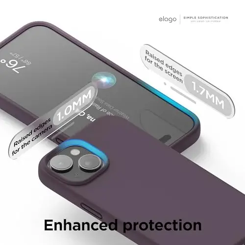 elago Compatible with iPhone 15 Case, Liquid Silicone Case, Full Body Protective Cover, Shockproof, Slim Design, Anti-Scratch Soft Microfiber Lining, 6.1 inch (Deep Purple) - 5