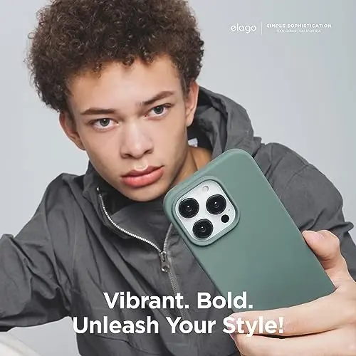 elago Compatible with iPhone 15 Case, Liquid Silicone Case, Full Body Protective Cover, Shockproof, Slim Design, Anti-Scratch Soft Microfiber Lining, 6.1 inch (Midnight Green) - 6
