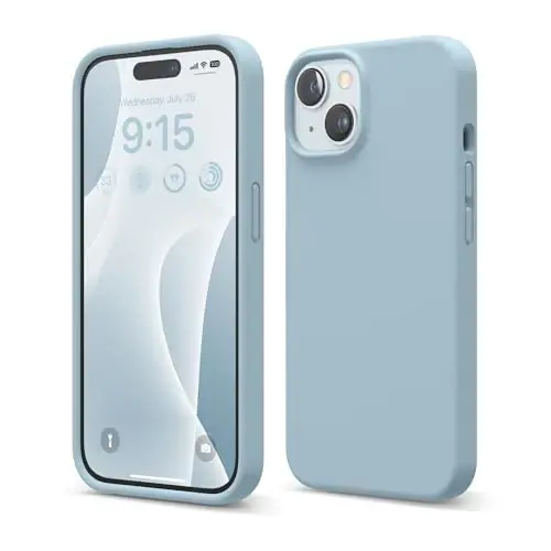 elago iPhone 15 Kılıfı ile Uyumlu, Sıvı Silikon Kılıf, Tam Gövde Koruyucu Kapak, Darbeye Dayanıklı, İnce Tasarım, Çizilmez Yumuşak Mikrofiber Astar, 6,1 inç (Gök Mavisi) - 1