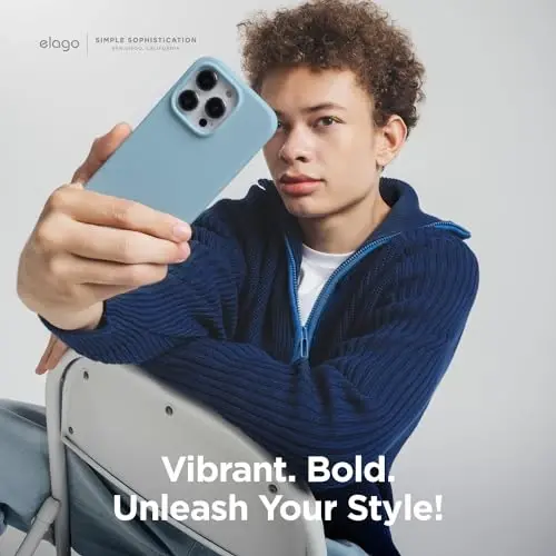 elago iPhone 15 Kılıfı ile Uyumlu, Sıvı Silikon Kılıf, Tam Gövde Koruyucu Kapak, Darbeye Dayanıklı, İnce Tasarım, Çizilmez Yumuşak Mikrofiber Astar, 6,1 inç (Gök Mavisi) - 6