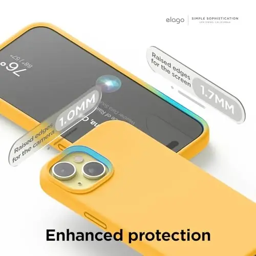 elago iPhone 15 Kılıfı ile Uyumlu, Sıvı Silikon Kılıf, Tam Gövde Koruyucu Kapak, Darbeye Dayanıklı, İnce Tasarım, Çizilmez Yumuşak Mikrofiber Astar, 6,1 inç (Güneş Işığı) - 5