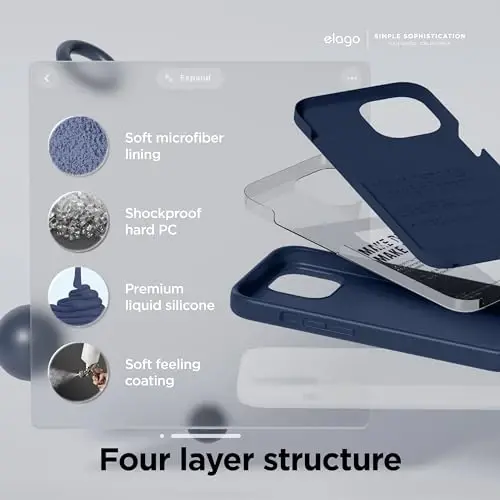 elago Compatible with iPhone 15 Case, Liquid Silicone Case, Full Body Protective Cover, Shockproof, Slim Design, Anti-Scratch Soft Microfiber Lining, 6.1 inch (Jean Indigo) - 4