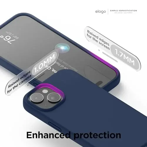 elago Compatible with iPhone 15 Case, Liquid Silicone Case, Full Body Protective Cover, Shockproof, Slim Design, Anti-Scratch Soft Microfiber Lining, 6.1 inch (Jean Indigo) - 5