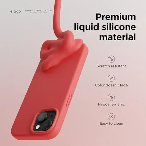 elago Compatible with iPhone 15 Case, Liquid Silicone Case, Full Body Protective Cover, Shockproof, Slim Design, Anti-Scratch Soft Microfiber Lining, 6.1 inch (Red) - 3