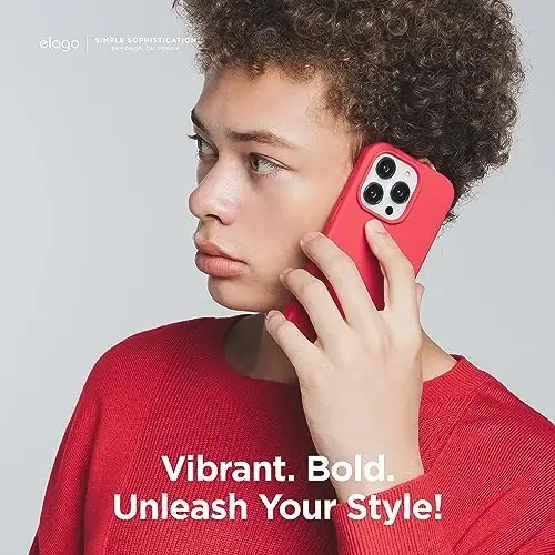 elago Compatible with iPhone 15 Case, Liquid Silicone Case, Full Body Protective Cover, Shockproof, Slim Design, Anti-Scratch Soft Microfiber Lining, 6.1 inch (Red) - 6