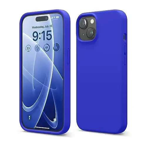 elago Compatible with iPhone 15 Case, Liquid Silicone Case, Full Body Protective Cover, Shockproof, Slim Design, Anti-Scratch Soft Microfiber Lining, 6.1 inch (Cobalt Blue) - ELAGO