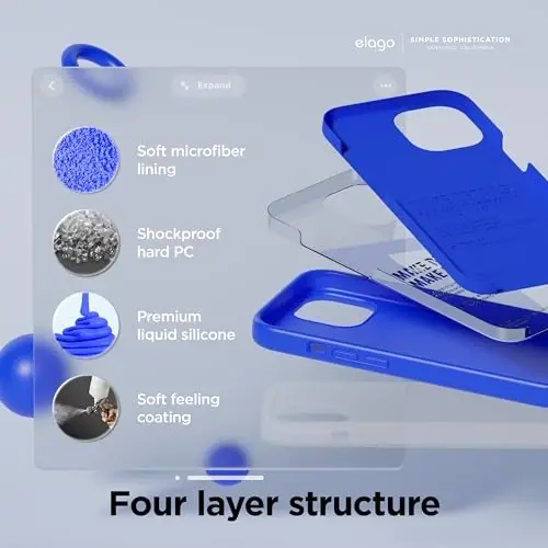 elago Compatible with iPhone 15 Case, Liquid Silicone Case, Full Body Protective Cover, Shockproof, Slim Design, Anti-Scratch Soft Microfiber Lining, 6.1 inch (Cobalt Blue) - 4