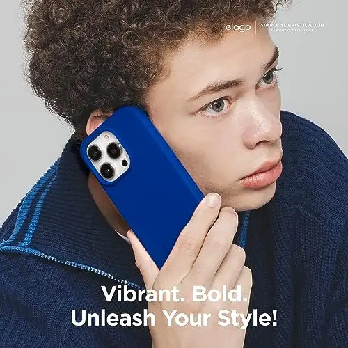 elago Compatible with iPhone 15 Case, Liquid Silicone Case, Full Body Protective Cover, Shockproof, Slim Design, Anti-Scratch Soft Microfiber Lining, 6.1 inch (Cobalt Blue) - 6