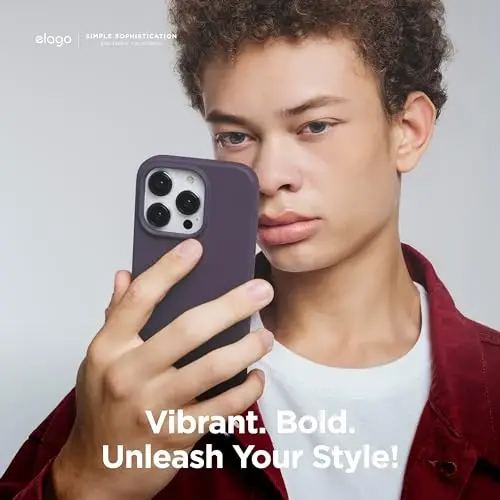 elago Compatible with iPhone 15 Case, Liquid Silicone Case, Full Body Protective Cover, Shockproof, Slim Design, Anti-Scratch Soft Microfiber Lining, 6.1 inch (Deep Lavender) - 6