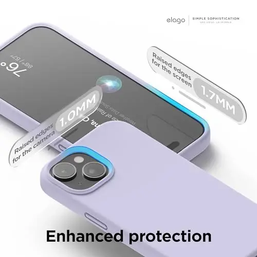 elago iPhone 15 Kılıfı ile Uyumlu, Sıvı Silikon Kılıf, Tam Gövde Koruyucu Kapak, Darbeye Dayanıklı, İnce Tasarım, Çizilmez Yumuşak Mikrofiber Astar, 6,1 inç (Mor) - 5