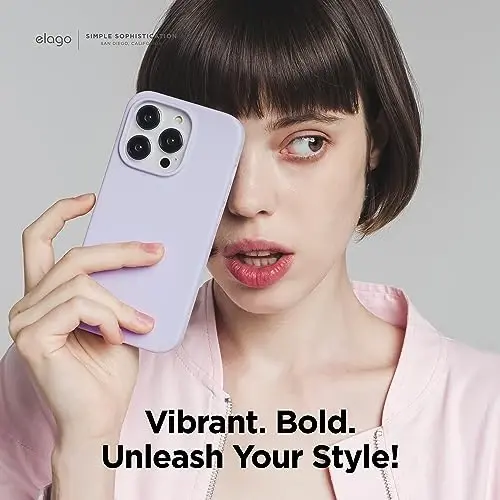 elago iPhone 15 Kılıfı ile Uyumlu, Sıvı Silikon Kılıf, Tam Gövde Koruyucu Kapak, Darbeye Dayanıklı, İnce Tasarım, Çizilmez Yumuşak Mikrofiber Astar, 6,1 inç (Mor) - 6