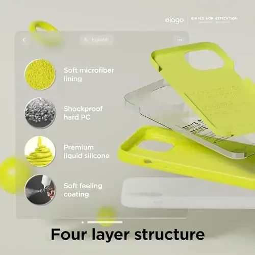 elago Compatible with iPhone 15 Case, Liquid Silicone Case, Full Body Protective Cover, Shockproof, Slim Design, Anti-Scratch Soft Microfiber Lining, 6.1 inch (Neon Yellow) - 4