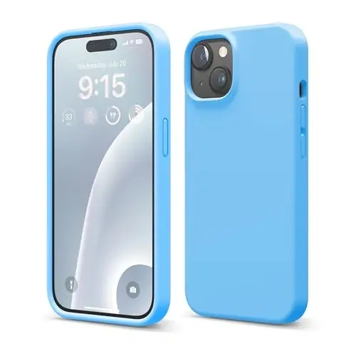 elago iPhone 15 Kılıfı ile Uyumlu, Sıvı Silikon Kılıf, Tam Gövde Koruyucu Kapak, Darbeye Dayanıklı, İnce Tasarım, Çizilmez Yumuşak Mikrofiber Astar, 6.1 inç (Okyanus Mavisi) - 1