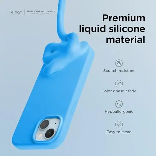 elago iPhone 15 Kılıfı ile Uyumlu, Sıvı Silikon Kılıf, Tam Gövde Koruyucu Kapak, Darbeye Dayanıklı, İnce Tasarım, Çizilmez Yumuşak Mikrofiber Astar, 6.1 inç (Okyanus Mavisi) - 3