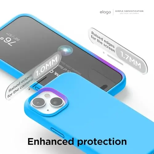 elago iPhone 15 Kılıfı ile Uyumlu, Sıvı Silikon Kılıf, Tam Gövde Koruyucu Kapak, Darbeye Dayanıklı, İnce Tasarım, Çizilmez Yumuşak Mikrofiber Astar, 6.1 inç (Okyanus Mavisi) - 5