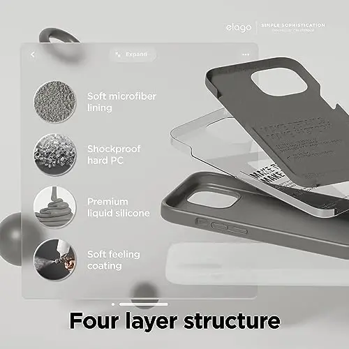 elago Compatible with iPhone 15 Case, Liquid Silicone Case, Full Body Protective Cover, Shockproof, Slim Design, Anti-Scratch Soft Microfiber Lining, 6.1 inch (Medium Grey) - 4