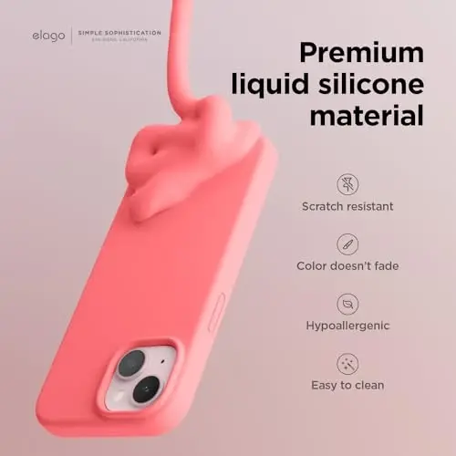elago Compatible with iPhone 15 Case, Liquid Silicone Case, Full Body Protective Cover, Shockproof, Slim Design, Anti-Scratch Soft Microfiber Lining, 6.1 inch (Pink) - 3