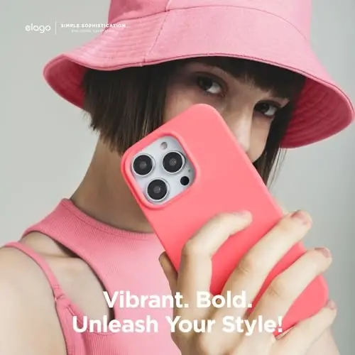 elago Compatible with iPhone 15 Case, Liquid Silicone Case, Full Body Protective Cover, Shockproof, Slim Design, Anti-Scratch Soft Microfiber Lining, 6.1 inch (Pink) - 6