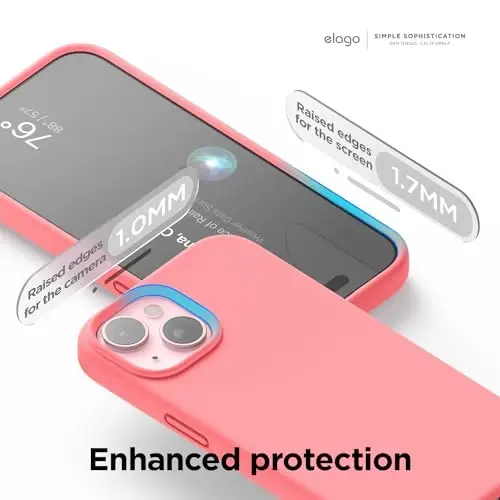 elago Compatible with iPhone 15 Case, Liquid Silicone Case, Full Body Protective Cover, Shockproof, Slim Design, Anti-Scratch Soft Microfiber Lining, 6.1 inch (Pink) - 5