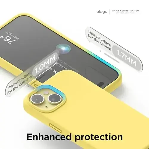 elago Compatible with iPhone 15 Case, Liquid Silicone Case, Full Body Protective Cover, Shockproof, Slim Design, Anti-Scratch Soft Microfiber Lining, 6.1 inch (Yellow) - 5
