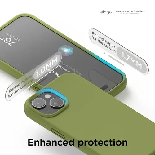 elago Compatible with iPhone 15 Case, Liquid Silicone Case, Full Body Protective Cover, Shockproof, Slim Design, Anti-Scratch Soft Microfiber Lining, 6.1 inch (Cedar Green) - 5