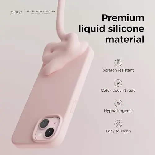 elago Compatible with iPhone 15 Case, Liquid Silicone Case, Full Body Protective Cover, Shockproof, Slim Design, Anti-Scratch Soft Microfiber Lining, 6.1 inch (Lovely Pink) - 3